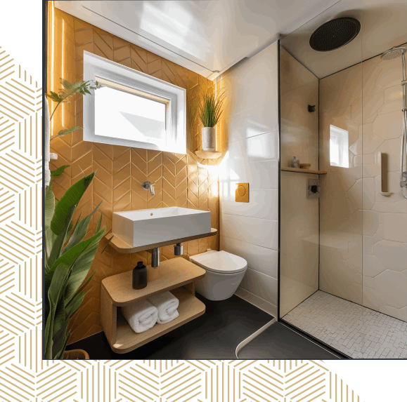 Intricate custom tile design for bathroom wall in Lacey, WA